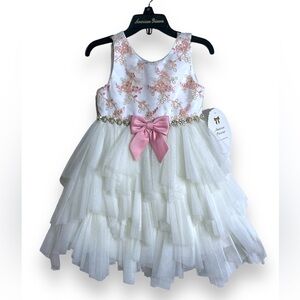 AMERICAN Princess Pink Embroidered Floral Tulle Ballgown Dress Girls 3T